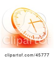 Poster, Art Print Of Orange Wall Clock With Shading On A White Background