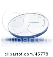 Blue Wall Clock With Shading On A White Background