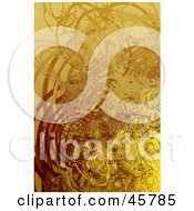 Poster, Art Print Of Vertical Background Of Brown Yellow And Orange Swirls Circles And Plant Tendrils