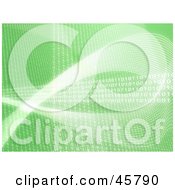 Royalty Free RF Clipart Illustration Of A Green Background With Rows And Waves Of Lines And Binary Coding