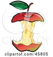 Royalty Free RF Clipart Illustration Of An Organic Red Apple Core After Being Devoured