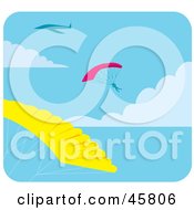 Royalty Free RF Clipart Illustration Of Paragliders Floating In The Sky by Monica