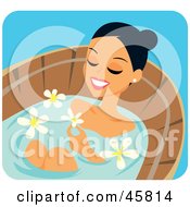 Poster, Art Print Of Relaxed Woman Soaking In A Bath Treatment With Flowers