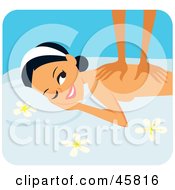 Royalty Free RF Clipart Illustration Of A Masseuse Applying Pressure On The Back Of A Relaxed Woman by Monica