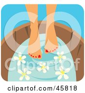Woman Soaking Her Pedicured Feet In A Tub
