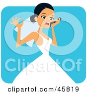 Royalty Free RF Clipart Illustration Of A Frustrated Bride Yelling Into A Cell Phone