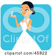 Royalty Free RF Clipart Illustration Of A Bride Holding A Compact And Inspecting A Blemish On Her Cheek