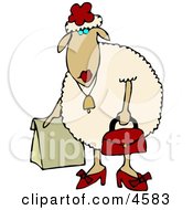 Anthropomorphic Female Sheep Ewe Shopping