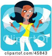Royalty Free RF Clipart Illustration Of A Stressed Out Black Woman Holding Paperwork by Monica