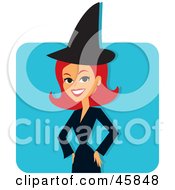 Royalty Free RF Clipart Illustration Of A Pretty Red Haired Witch Woman In A Costume by Monica