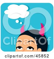 Royalty Free RF Clipart Illustration Of A Pink Horned She Devil With Bad Thoughts