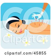 Poster, Art Print Of Relaxed Woman Getting Acupuncture Needles Inserted In Her Back