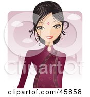 Royalty Free RF Clipart Illustration Of A Pretty Bollywood Indian Wearing A Red Dress And Bindi