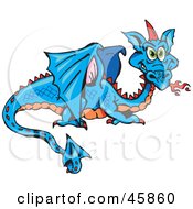 Poster, Art Print Of Blue And Orange Dragon With A Red Horn