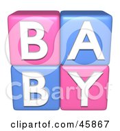 Poster, Art Print Of Pink And Blue 3d Alphabet Blocks Spelling Out Baby