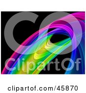 Colorful Rainbow Fractal Curve On Black