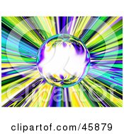 Royalty Free RF Clipart Illustration Of A Colorful Burst Reflecting In A Glowing Crystal Ball by ShazamImages