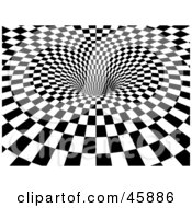 Royalty Free RF Clipart Illustration Of A Background Of Black And White Checkers Being Sucked Down Into A Hole