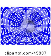 Royalty Free RF Clipart Illustration Of 3d White Binary Coding Streaming Along The Walls Of A Network Cable by ShazamImages #COLLC45887-0133