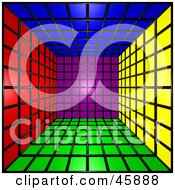 3d Cubic Interior Of Colorful Squares