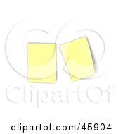 Two Blank Yellow Sticky Notes Posted On A Bulletin Board