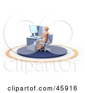 Poster, Art Print Of Orange Man Typing And Sitting At His Office Work Station