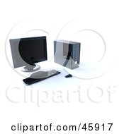 Modern Computer Work Station With A Tower Keyboard Mouse And Monitor