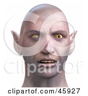 Realistic 3d Render Of A Zombie Head With Evil Eyes