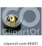 Royalty Free RF Clipart Illustration Of A Shiny 3d Globe With Black Continents And Golden Oceans Floating On Blue Water by chrisroll