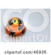 Poster, Art Print Of Shiny 3d Globe With Black Continents And Orange Oceans Floating On Gray Water