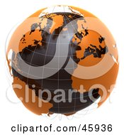 3d Globe With Floating Orange Continents And Black Oceans