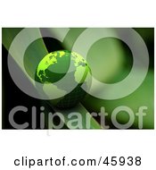 Royalty Free RF Clipart Illustration Of A Green Shiny 3d Globe Rolling Down A Blade Of Grass by chrisroll #COLLC45938-0134