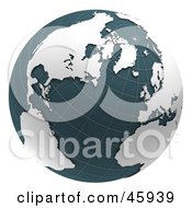 Royalty Free RF Clipart Illustration Of A 3d Grid Globe With Teal Waters And White Continents by chrisroll #COLLC45939-0134