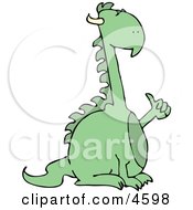 Mythical Dragon Holding Thumb Up Clipart