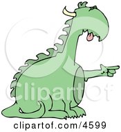 Reptilian Dragon Pointing His Finger At Something Clipart