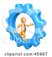 Royalty Free RF Clipart Illustration Of A 3d Orange Businessman Running In A Cog Wheel by 3poD #COLLC45997-0033