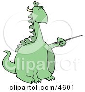 Anthropomorphic Reptilian Dragon Pointing A Pointer