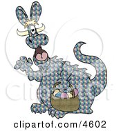 Happy Dragon Hunting For Easter Eggs Clipart