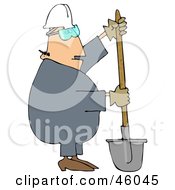 Construction Worker Guy Digging With A Shovel