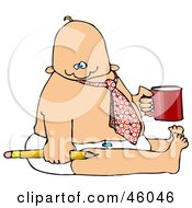 Royalty Free RF Clipart Illustration Of A Business Baby In A Tie And Diaper Holding A Pencil And Coffee Symbolizing Immaturity