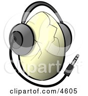 Egg Wearing Music Headphones