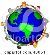 Circle Of Worldwide Children Holding Hands Around A Globe