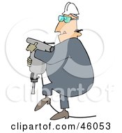 Poster, Art Print Of Construction Worker Guy Carrying A Jackhammer