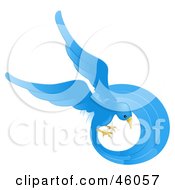 Poster, Art Print Of Beautiful Circling Blue Bird With A Long Feathered Tail