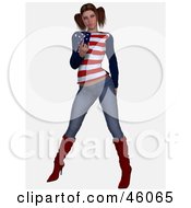 Royalty Free RF Clipart Illustration Of A Sexy American Woman In Jeans Gesturing With A Come Hither Finger