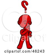 Royalty Free RF Clipart Illustration Of A Red Smartoon Character Rubbing His Chin And Pondering by Tonis Pan