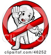 Royalty Free RF Clipart Illustration Of A White Smartoon Character In A Prohibited Sign