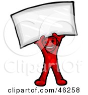 Royalty Free RF Clipart Illustration Of A Red Smartoon Character Holding Up A Blank Sign