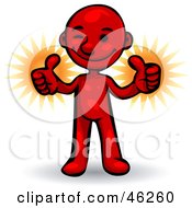 Red Smartoon Character Giving Two Thumbs Up