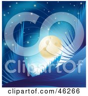 Royalty Free RF Clipart Illustration Of A Night Scape Of Blue Abstract Plants And Stars In The Moon Light